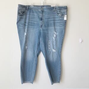 Old Navy Jeans Size 28 Plus 4X Mid Rise Rockstar Super Skinny Ankle Raw Hem